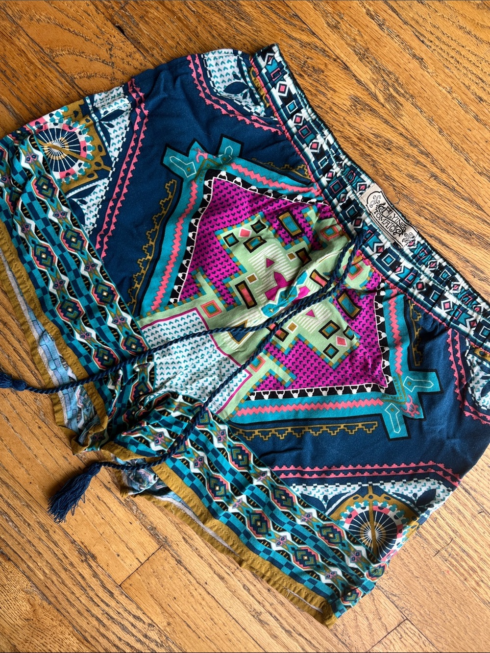 Flying Tomato Teal, Magenta & Navy Geometric Shorts 🩳 size Large
